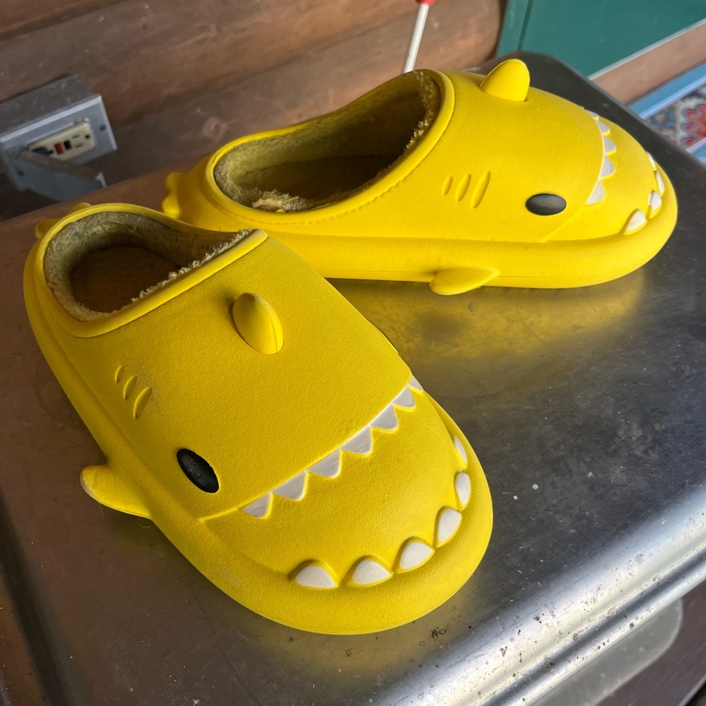 Yellow Shark Slippers